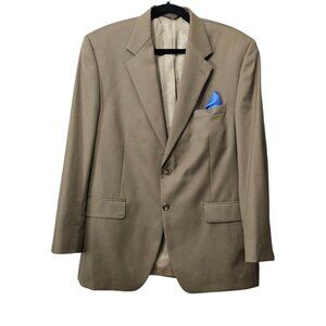 Chaps Men's Pure Wool Taupe Suit Coat Single Breast Lined Blazer Jacket